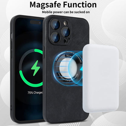 For iPhone 12 Pro Max Skin Feel Leather MagSafe Magnetic Phone Case(Black) - iPhone 12 Pro Max Cases by PMC Jewellery | Online Shopping South Africa | PMC Jewellery