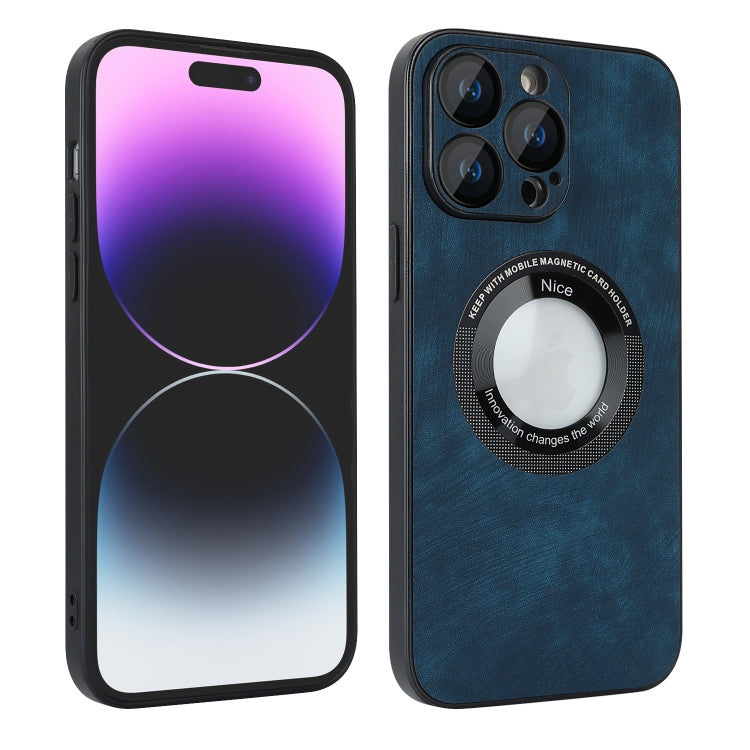 For iPhone 12 Pro Max Skin Feel Leather MagSafe Magnetic Phone Case(Blue) - iPhone 12 Pro Max Cases by PMC TechLife | Online Shopping South Africa | PMC TechLife