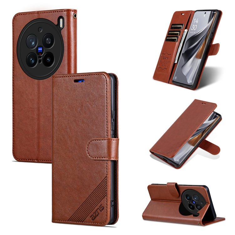 For vivo X200 Pro AZNS Sheepskin Texture Flip Leather Phone Case(Brown) - X200 Pro Cases by AZNS | Online Shopping South Africa | PMC Jewellery | Buy Now Pay Later Mobicred