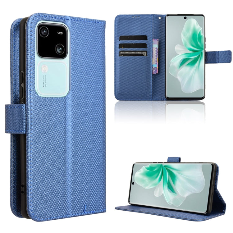 For vivo S18 5G / S18 Pro 5G Diamond Texture Leather Phone Case(Blue) - S18 Pro Cases by PMC Jewellery | Online Shopping South Africa | PMC Jewellery | Buy Now Pay Later Mobicred