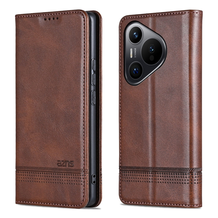 For Huawei Pura 70 AZNS Magnetic Calf Texture Flip Leather Phone Case(Dark Brown) - Huawei Cases by AZNS | Online Shopping South Africa | PMC Jewellery | Buy Now Pay Later Mobicred