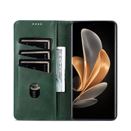 For Huawei Pura 70 Pro / 70 Pro+ Fine Hole AZNS Magnetic Calf Texture Flip Leather Phone Case(Dark Green) - Huawei Cases by AZNS | Online Shopping South Africa | PMC Jewellery | Buy Now Pay Later Mobicred