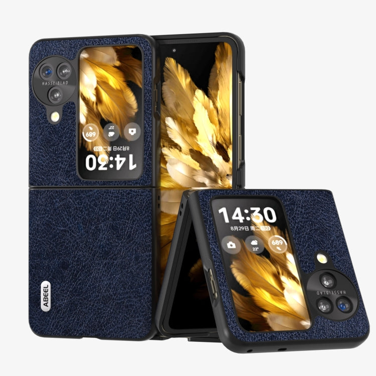 For OPPO Find N3 Flip ABEEL Retro Litchi Texture PU Phone Case(Blue) - Find N3 Flip Cases by PMC TechLife | Online Shopping South Africa | PMC TechLife