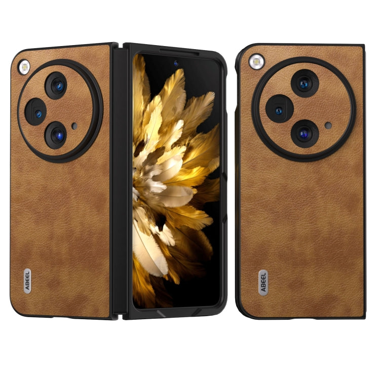 For OPPO Find N3 / OnePlus Open ABEEL Retro Litchi Texture PU Phone Case(Brown) - Find N3 Cases by PMC Jewellery | Online Shopping South Africa | PMC Jewellery | Buy Now Pay Later Mobicred