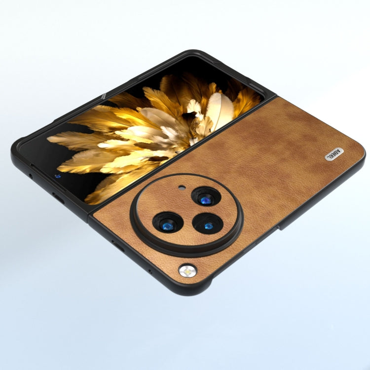 For OPPO Find N3 / OnePlus Open ABEEL Retro Litchi Texture PU Phone Case(Brown) - Find N3 Cases by PMC TechLife | Online Shopping South Africa | PMC TechLife | Buy Now Pay Later Mobicred