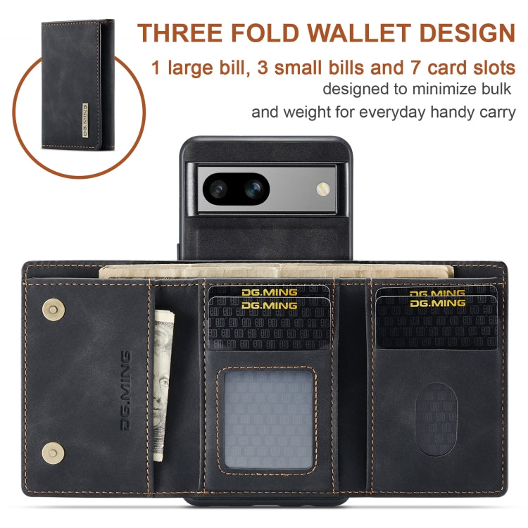 For Google Pixel 8A DG.MING M1 Series 3-Fold Multi Card Wallet + Magnetic Phone Case(Black) - Google Cases by DG.MING | Online Shopping South Africa | PMC TechLife | Buy Now Pay Later Mobicred