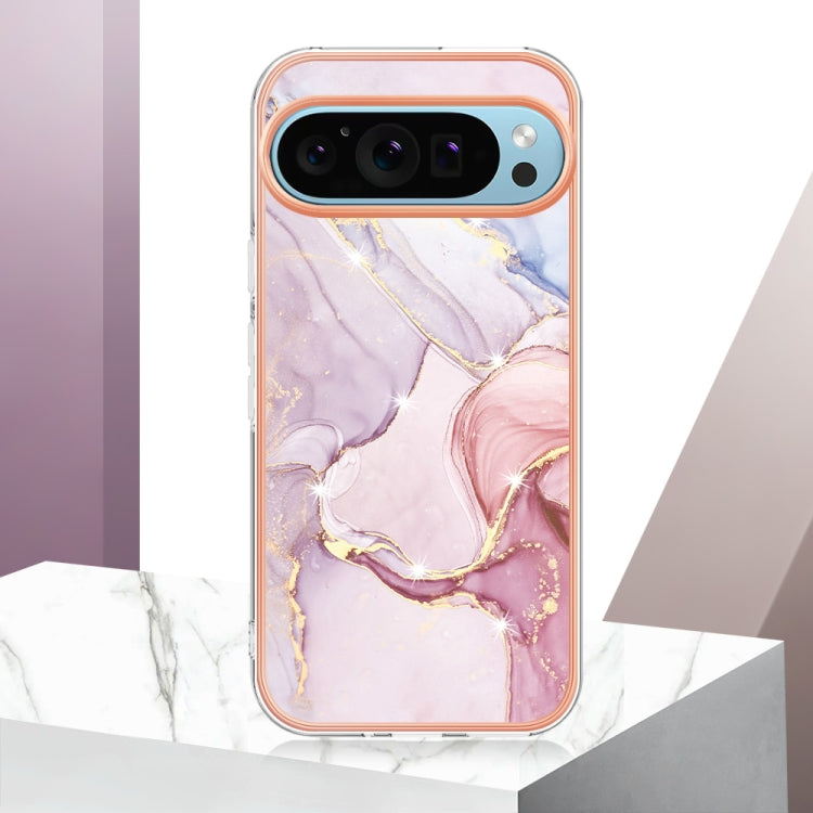 For Google Pixel 9 / 9 Pro Electroplating Marble Dual-side IMD Phone Case(Rose Gold 005) - Google Cases by PMC Jewellery | Online Shopping South Africa | PMC Jewellery | Buy Now Pay Later Mobicred