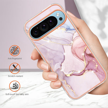 For Google Pixel 9 Pro XL Electroplating Marble Dual-side IMD Phone Case(Rose Gold 005) - Google Cases by PMC Jewellery | Online Shopping South Africa | PMC Jewellery | Buy Now Pay Later Mobicred