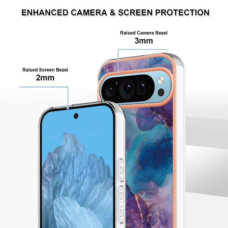 For Google Pixel 9 / 9 Pro Electroplating Marble Dual-side IMD Phone Case(Purple 016) - Google Cases by PMC TechLife | Online Shopping South Africa | PMC TechLife | Buy Now Pay Later Mobicred