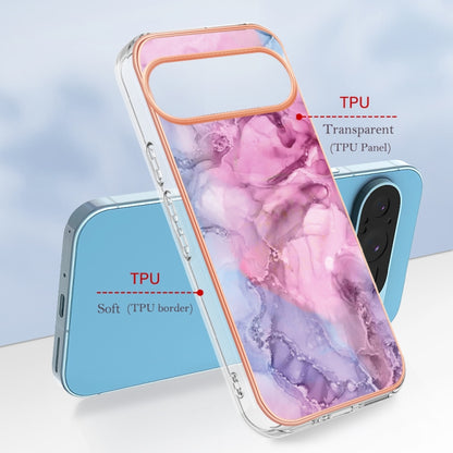 For Google Pixel 9 / 9 Pro Electroplating Marble Dual-side IMD Phone Case(Pink 013) - Google Cases by PMC Jewellery | Online Shopping South Africa | PMC Jewellery | Buy Now Pay Later Mobicred