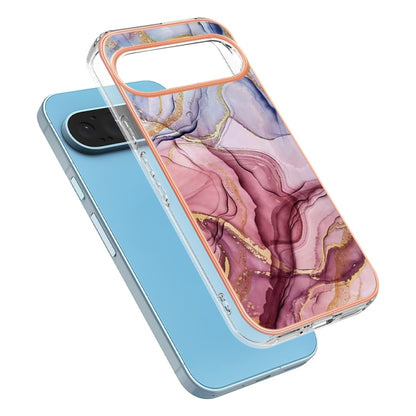 For Google Pixel 9 / 9 Pro Electroplating Marble Dual-side IMD Phone Case(Rose Red 014) - Google Cases by PMC Jewellery | Online Shopping South Africa | PMC Jewellery | Buy Now Pay Later Mobicred