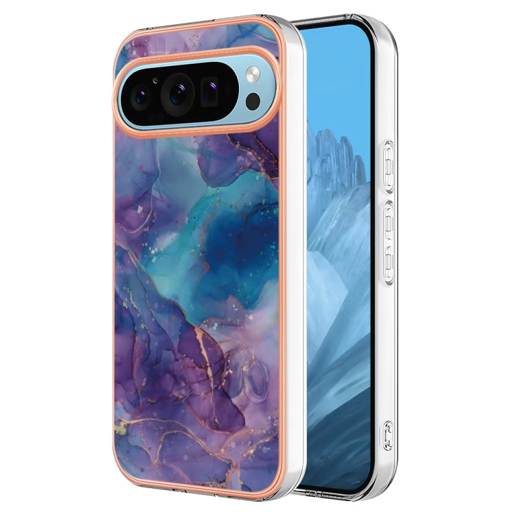 For Google Pixel 9 Pro XL Electroplating Marble Dual-side IMD Phone Case(Purple 016) - Google Cases by PMC Jewellery | Online Shopping South Africa | PMC Jewellery | Buy Now Pay Later Mobicred