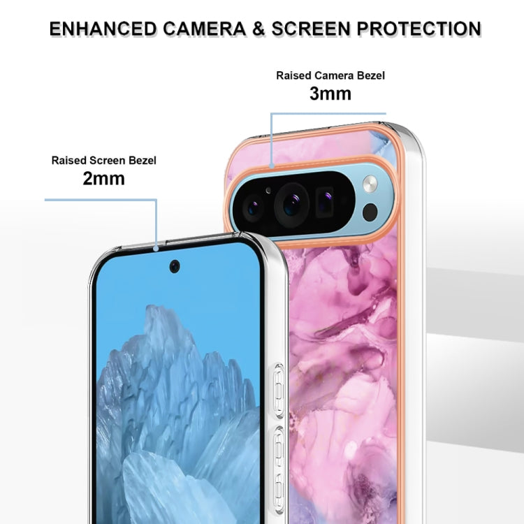 For Google Pixel 9 Pro XL Electroplating Marble Dual-side IMD Phone Case(Pink 013) - free shipping - PMC TechLife - Order now!
