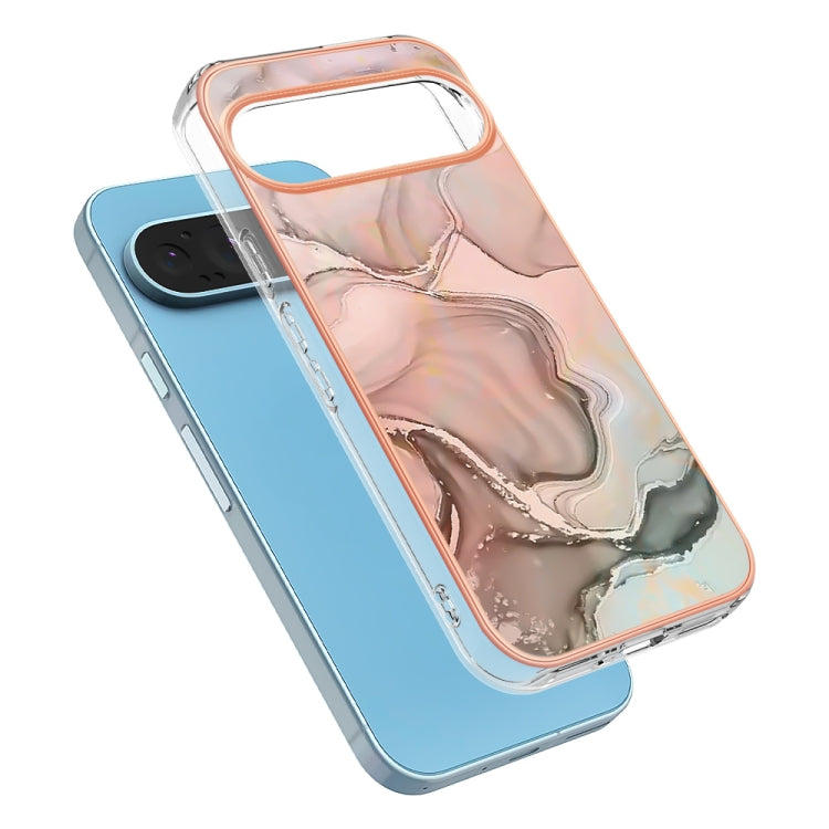 For Google Pixel 9 Pro XL Electroplating Marble Dual-side IMD Phone Case(Rose Gold 015) - Google Cases by PMC TechLife | Online Shopping South Africa | PMC TechLife | Buy Now Pay Later Mobicred