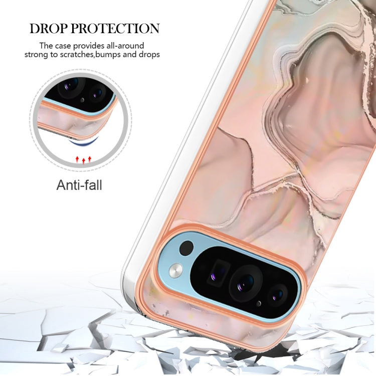 For Google Pixel 9 Pro XL Electroplating Marble Dual-side IMD Phone Case(Rose Gold 015) - Google Cases by PMC TechLife | Online Shopping South Africa | PMC TechLife | Buy Now Pay Later Mobicred