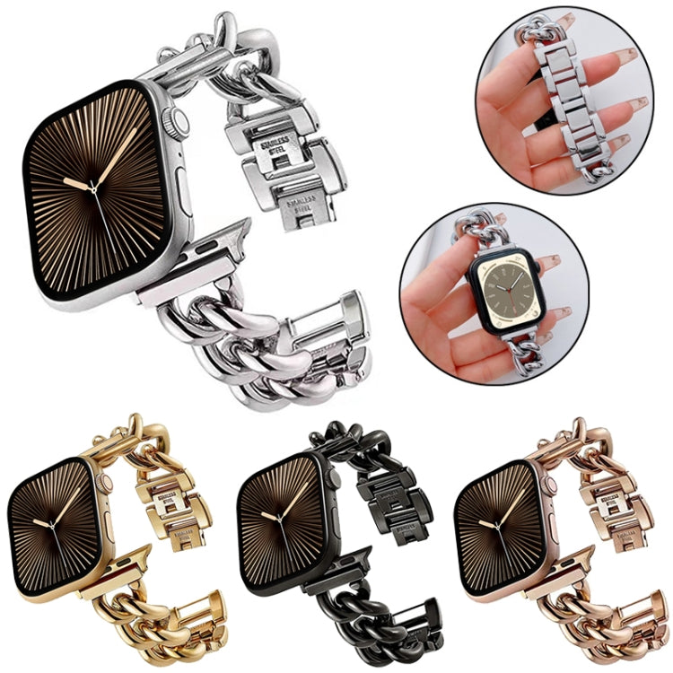 Big Denim Chain Metal Watch Band For Apple Watch 9 45mm(Silver) - free shipping - PMC TechLife - Order now!