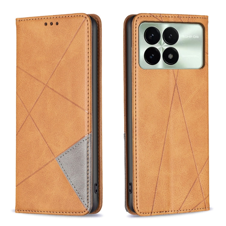For Xiaomi Redmi K70 / K70 Pro Rhombus Texture Magnetic Leather Phone Case(Yellow) - K70 Pro Cases by PMC TechLife | Online Shopping South Africa | PMC TechLife | Buy Now Pay Later Mobicred