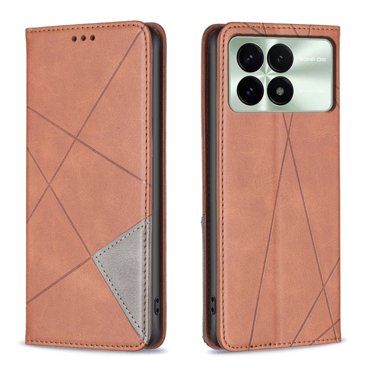For Xiaomi Redmi K70 / K70 Pro Rhombus Texture Magnetic Leather Phone Case(Brown) - K70 Pro Cases by PMC TechLife | Online Shopping South Africa | PMC TechLife | Buy Now Pay Later Mobicred