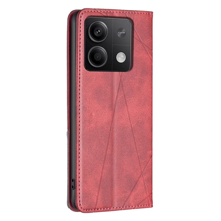For Xiaomi Redmi Note 13 4G Global Rhombus Texture Magnetic Leather Phone Case(Red) - Xiaomi Cases by PMC TechLife | Online Shopping South Africa | PMC TechLife | Buy Now Pay Later Mobicred