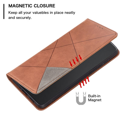 For Xiaomi Redmi Note 13 4G Global Rhombus Texture Magnetic Leather Phone Case(Brown) - Note 13 Cases by PMC Jewellery | Online Shopping South Africa | PMC Jewellery | Buy Now Pay Later Mobicred