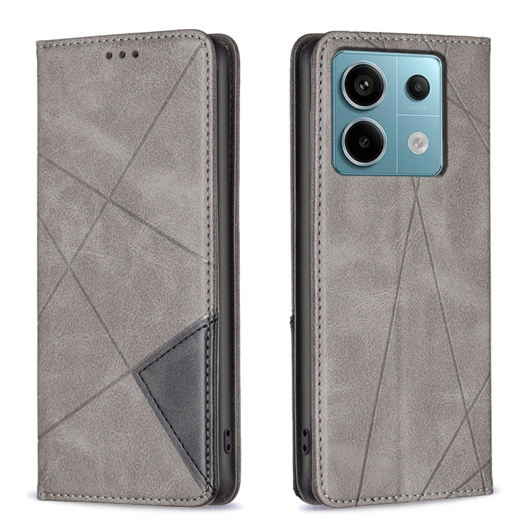 For Xiaomi Redmi Note 13 Pro 4G Global Rhombus Texture Magnetic Leather Phone Case(Grey) - Xiaomi Cases by PMC TechLife | Online Shopping South Africa | PMC TechLife | Buy Now Pay Later Mobicred