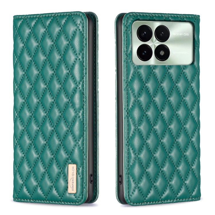 For Xiaomi Redmi K70 / K70 Pro Diamond Lattice Magnetic Leather Flip Phone Case(Green) - K70 Pro Cases by PMC Jewellery | Online Shopping South Africa | PMC Jewellery | Buy Now Pay Later Mobicred