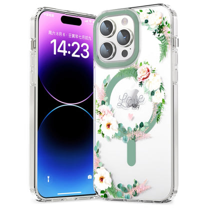 For iPhone 13 Pro Max MagSafe Magnetic TPU Phone Case(White Pink Rose) - iPhone 13 Pro Max Cases by PMC Jewellery | Online Shopping South Africa | PMC Jewellery