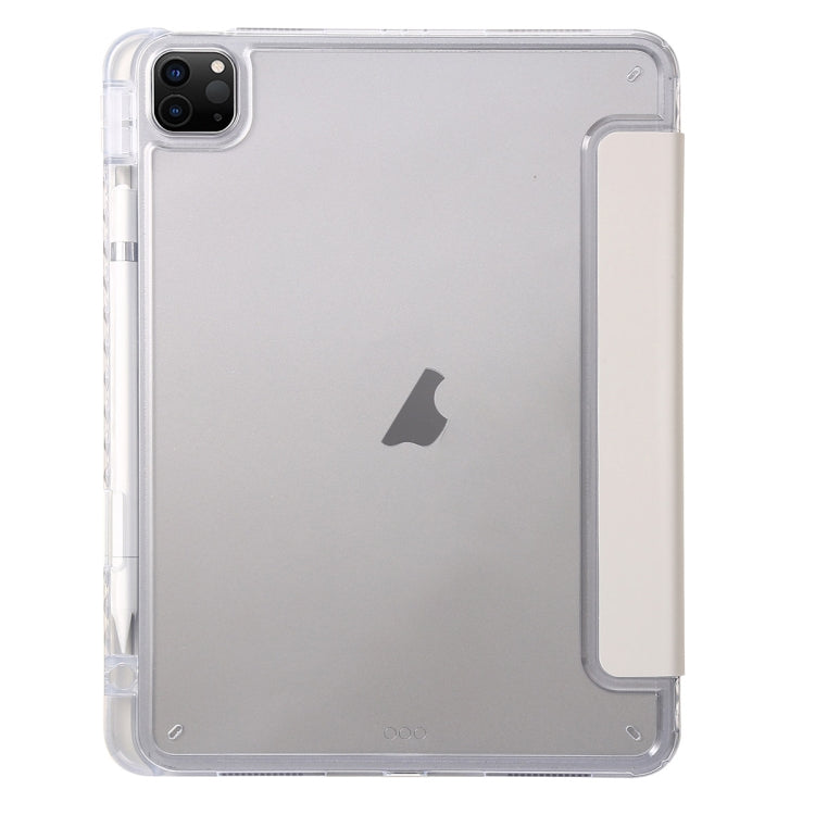 For iPad Pro 13 2024 Clear Acrylic 3-Fold Leather Tablet Case(Grey) - iPad Pro 13 2024 Cases by PMC TechLife | Online Shopping South Africa | PMC TechLife | Buy Now Pay Later Mobicred