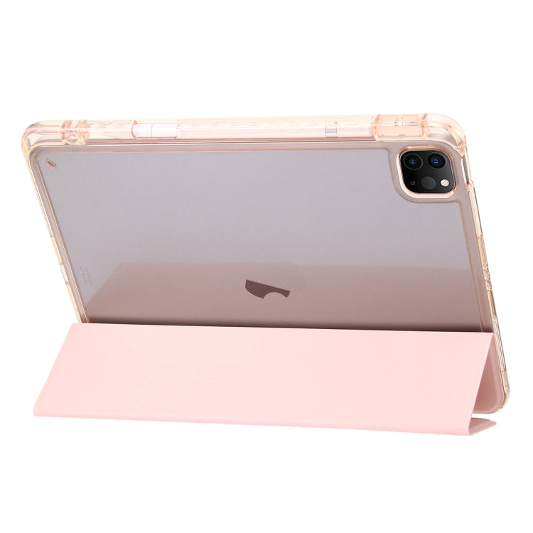 For iPad Pro 13 2024 Clear Acrylic 3-Fold Leather Tablet Case(Pink) - iPad Pro 13 2024 Cases by PMC TechLife | Online Shopping South Africa | PMC TechLife | Buy Now Pay Later Mobicred