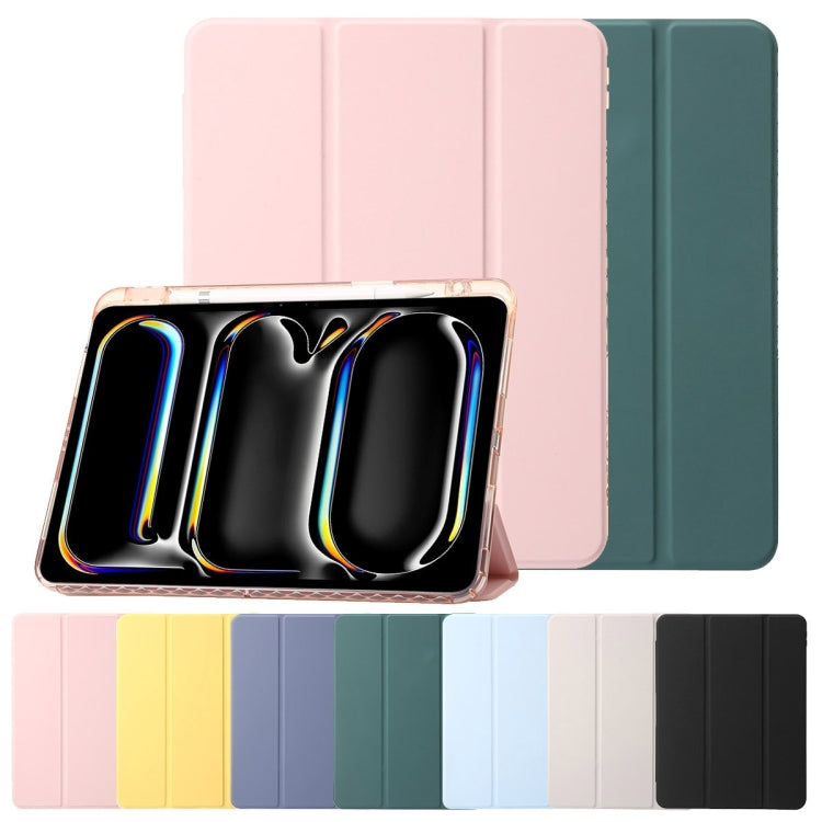For iPad Pro 11 2024 Clear Acrylic 3-Fold Leather Tablet Case(Lavender Purple) - iPad Pro 11 2024 Cases by PMC TechLife | Online Shopping South Africa | PMC TechLife | Buy Now Pay Later Mobicred