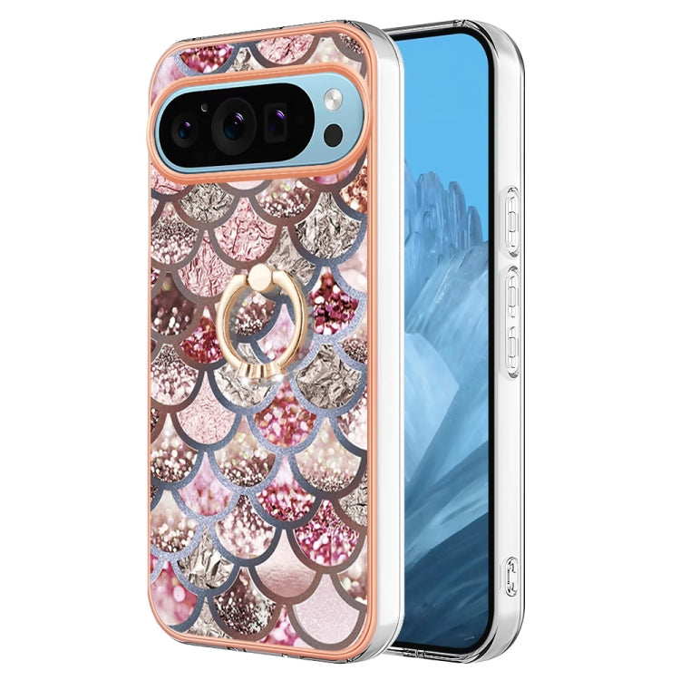 For Google Pixel 9 / 9 Pro Electroplating IMD TPU Phone Case with Ring(Pink Scales) - Google Cases by PMC TechLife | Online Shopping South Africa | PMC TechLife | Buy Now Pay Later Mobicred