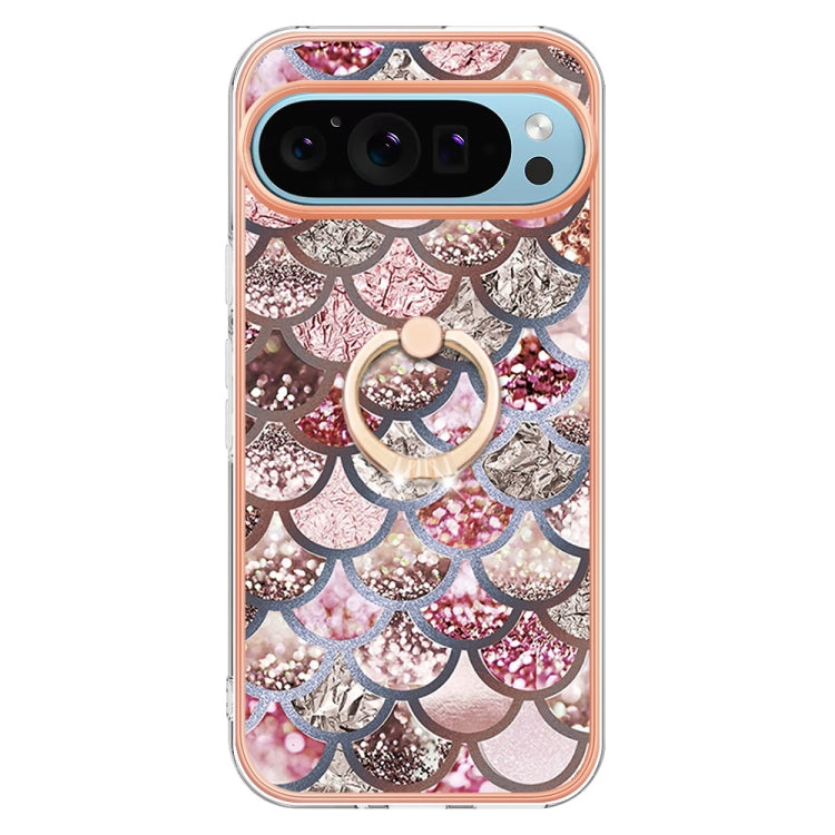 For Google Pixel 9 / 9 Pro Electroplating IMD TPU Phone Case with Ring(Pink Scales) - Google Cases by PMC TechLife | Online Shopping South Africa | PMC TechLife | Buy Now Pay Later Mobicred