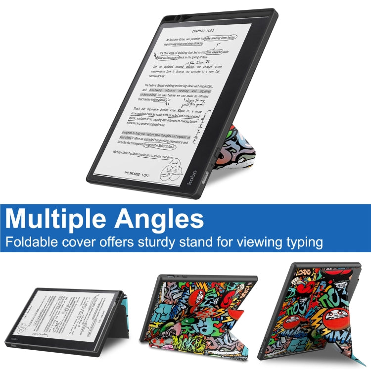 For Kobo Elipsa 2E Painted Deformation TPU Leather Smart Tablet Case(Graffiti) - Others by PMC TechLife | Online Shopping South Africa | PMC TechLife | Buy Now Pay Later Mobicred
