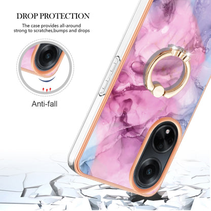 For OPPO A98 Electroplating Marble Dual-side IMD Phone Case with Ring(Pink 013) - OPPO Cases by PMC Jewellery | Online Shopping South Africa | PMC Jewellery