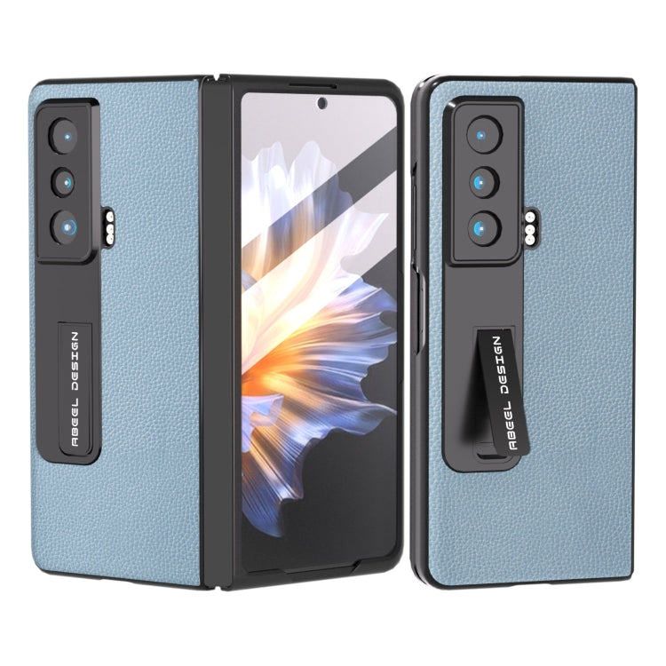 For Honor Magic Vs ABEEL Integrated Black Edge Genuine Leather Mino Phone Case with Holder(Blue) - Honor Cases by PMC TechLife | Online Shopping South Africa | PMC TechLife | Buy Now Pay Later Mobicred
