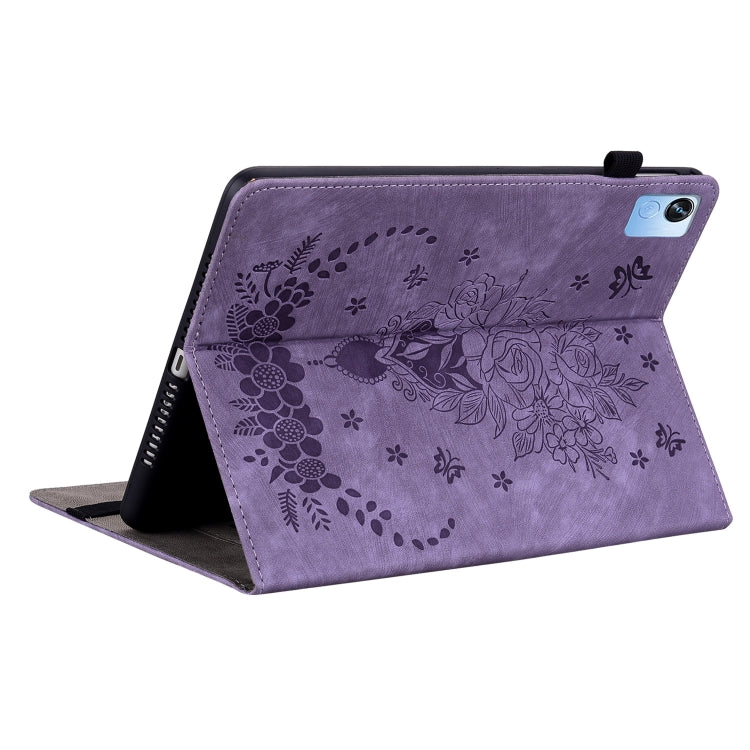 For Realme Pad X Butterfly Rose Embossed Leather Tablet Case(Purple) - Realme by PMC TechLife | Online Shopping South Africa | PMC TechLife | Buy Now Pay Later Mobicred