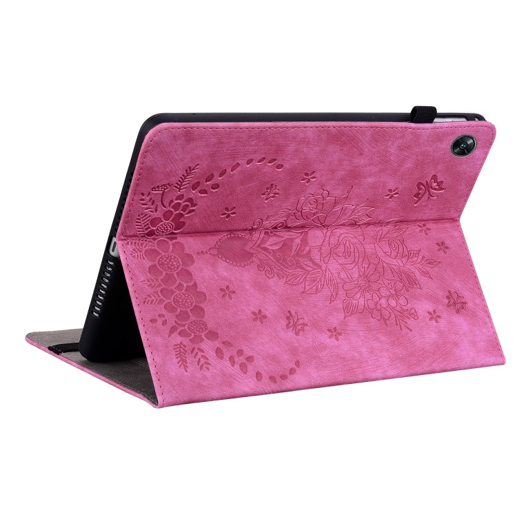 For OPPO Pad Air Butterfly Rose Embossed Leather Tablet Case(Rose Red) - OPPO by PMC TechLife | Online Shopping South Africa | PMC TechLife | Buy Now Pay Later Mobicred