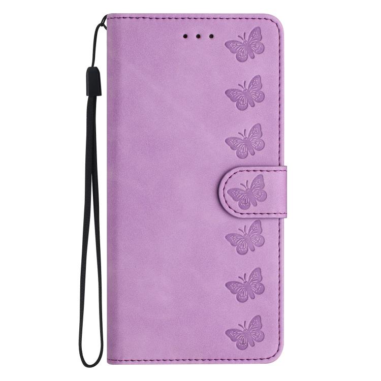 For iPhone 16e Seven Butterflies Embossed Leather Phone Case(Purple) - iPhone 16e Cases by PMC TechLife | Online Shopping South Africa | PMC TechLife | Buy Now Pay Later Mobicred