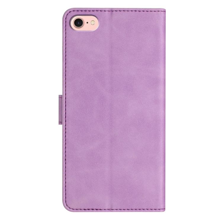 For iPhone 16e Seven Butterflies Embossed Leather Phone Case(Purple) - iPhone 16e Cases by PMC TechLife | Online Shopping South Africa | PMC TechLife | Buy Now Pay Later Mobicred