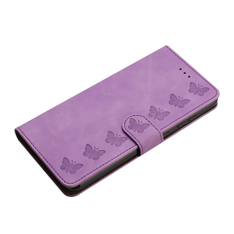For iPhone 16e Seven Butterflies Embossed Leather Phone Case(Purple) - iPhone 16e Cases by PMC TechLife | Online Shopping South Africa | PMC TechLife | Buy Now Pay Later Mobicred