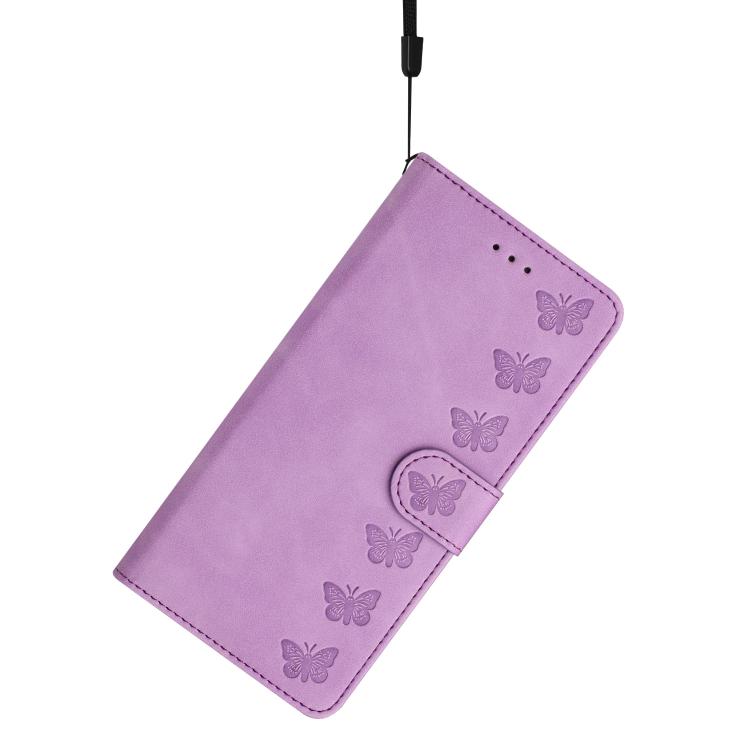 For iPhone 16e Seven Butterflies Embossed Leather Phone Case(Purple) - iPhone 16e Cases by PMC TechLife | Online Shopping South Africa | PMC TechLife | Buy Now Pay Later Mobicred