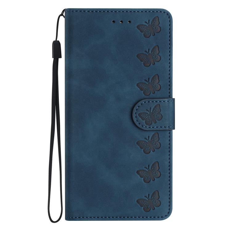 For iPhone 16e Seven Butterflies Embossed Leather Phone Case(Blue) - iPhone 16e Cases by PMC TechLife | Online Shopping South Africa | PMC TechLife | Buy Now Pay Later Mobicred