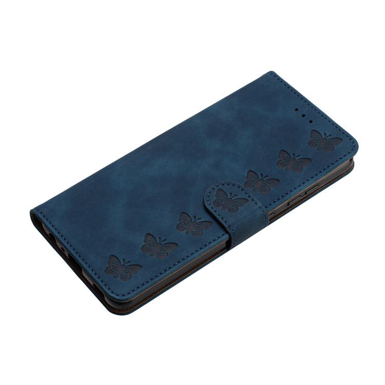 For iPhone 16e Seven Butterflies Embossed Leather Phone Case(Blue) - iPhone 16e Cases by PMC TechLife | Online Shopping South Africa | PMC TechLife | Buy Now Pay Later Mobicred