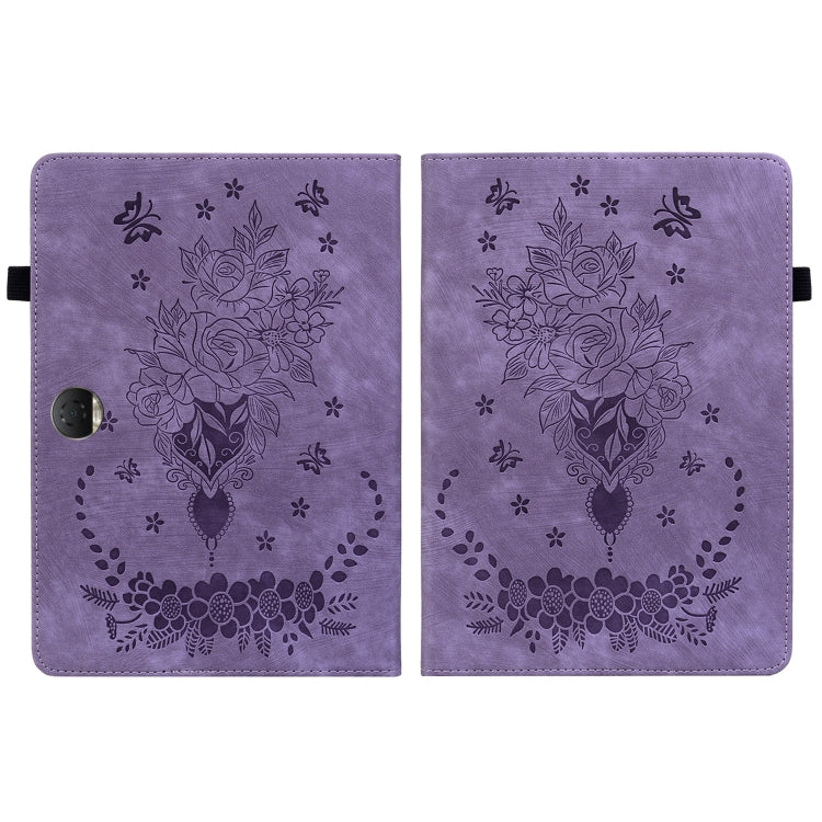 For Honor Pad 9 12.1 Butterfly Rose Embossed Leather Tablet Case(Purple) - Honor by PMC TechLife | Online Shopping South Africa | PMC TechLife | Buy Now Pay Later Mobicred