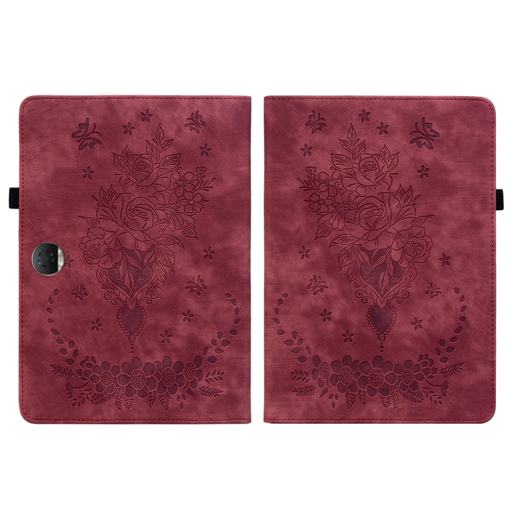 For Honor Pad 9 12.1 Butterfly Rose Embossed Leather Tablet Case(Red) - Honor by PMC TechLife | Online Shopping South Africa | PMC TechLife | Buy Now Pay Later Mobicred
