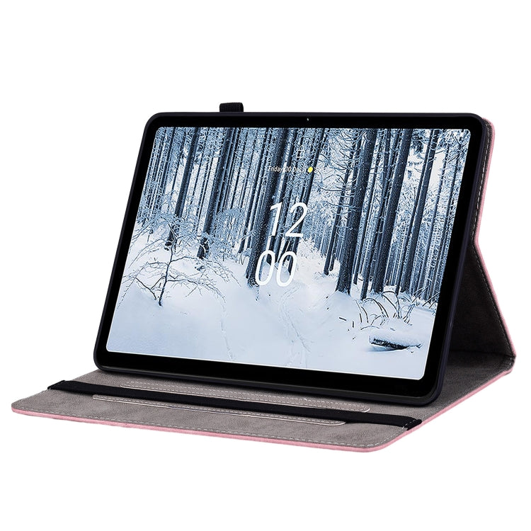 For Nokia T21 Butterfly Rose Embossed Leather Tablet Case(Pink) - Honor Cases by PMC TechLife | Online Shopping South Africa | PMC TechLife | Buy Now Pay Later Mobicred