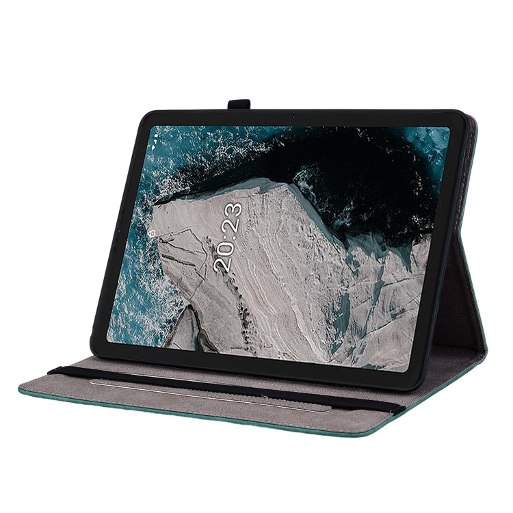 For Nokia T20 10.4 2021 Butterfly Rose Embossed Leather Tablet Case(Green) - Honor Cases by PMC TechLife | Online Shopping South Africa | PMC TechLife | Buy Now Pay Later Mobicred