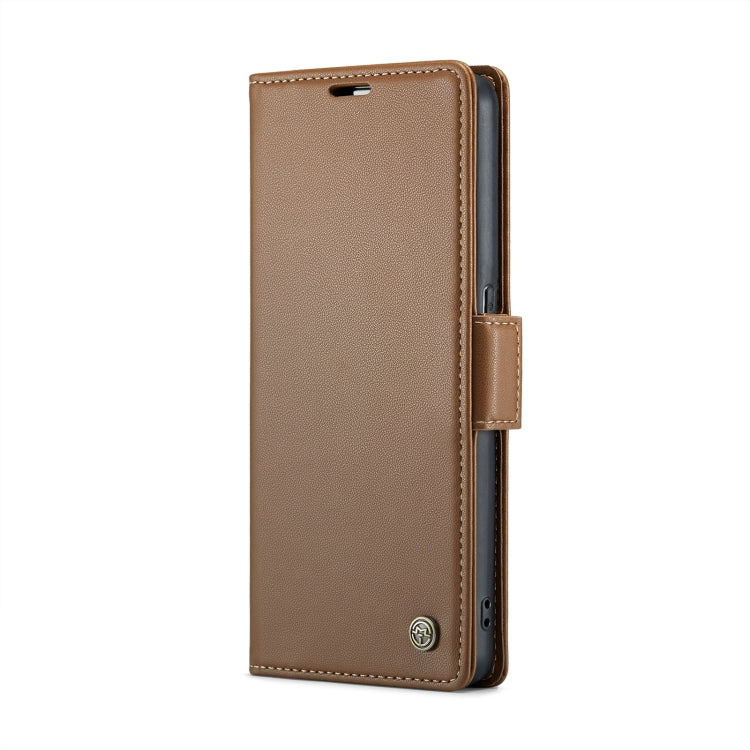 For OPPO Reno8 Lite Global CaseMe 023 Butterfly Buckle Litchi Texture RFID Anti-theft Leather Phone Case(Brown) - OPPO Cases by CaseMe | Online Shopping South Africa | PMC Jewellery | Buy Now Pay Later Mobicred