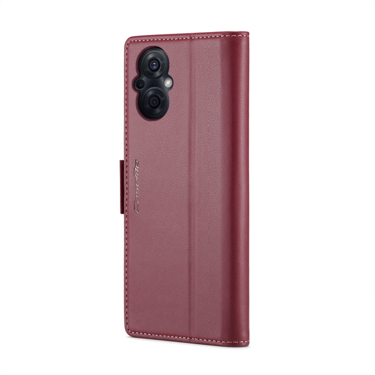 For OPPO Reno8 Lite Global CaseMe 023 Butterfly Buckle Litchi Texture RFID Anti-theft Leather Phone Case(Wine Red) - OPPO Cases by CaseMe | Online Shopping South Africa | PMC Jewellery | Buy Now Pay Later Mobicred