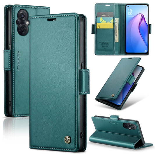 For OPPO Reno8 Lite Global CaseMe 023 Butterfly Buckle Litchi Texture RFID Anti-theft Leather Phone Case(Pearly Blue) - OPPO Cases by CaseMe | Online Shopping South Africa | PMC Jewellery | Buy Now Pay Later Mobicred